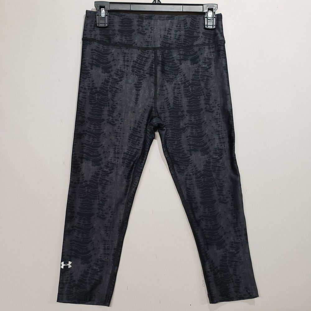 Under Armour Womens Compression Capri Leggings Black Snake Skin Printed M